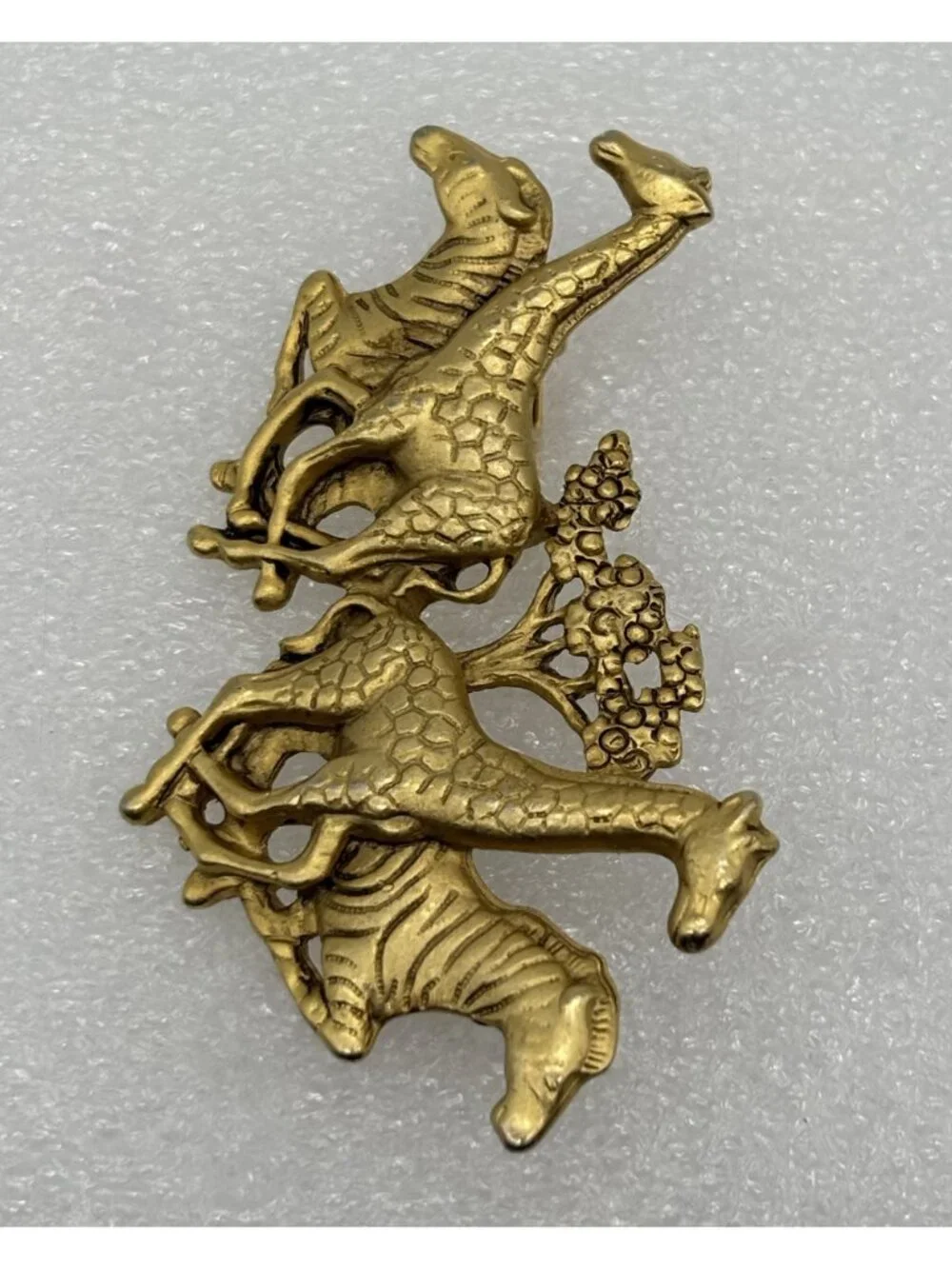 Vintage AJC Safari Stampede Brooch Pin 1970s or 80s Gold Tone Dimensional Signed